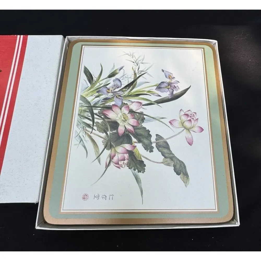Vintage Set 4 Pimpernel placemats Oriental Floral England Original Box -EUC S1P
